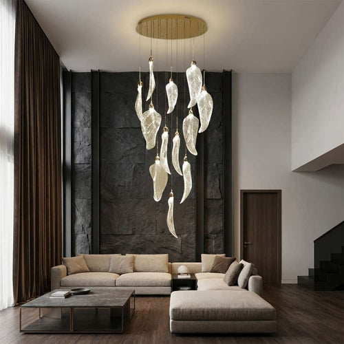 Modern Leaves Design High Ceiling Foyer Chandelier