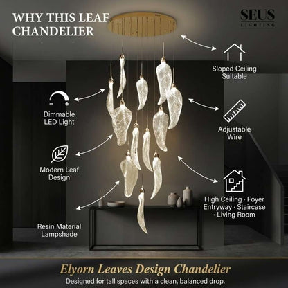 Modern Leaves Design High Ceiling Foyer Chandelier
