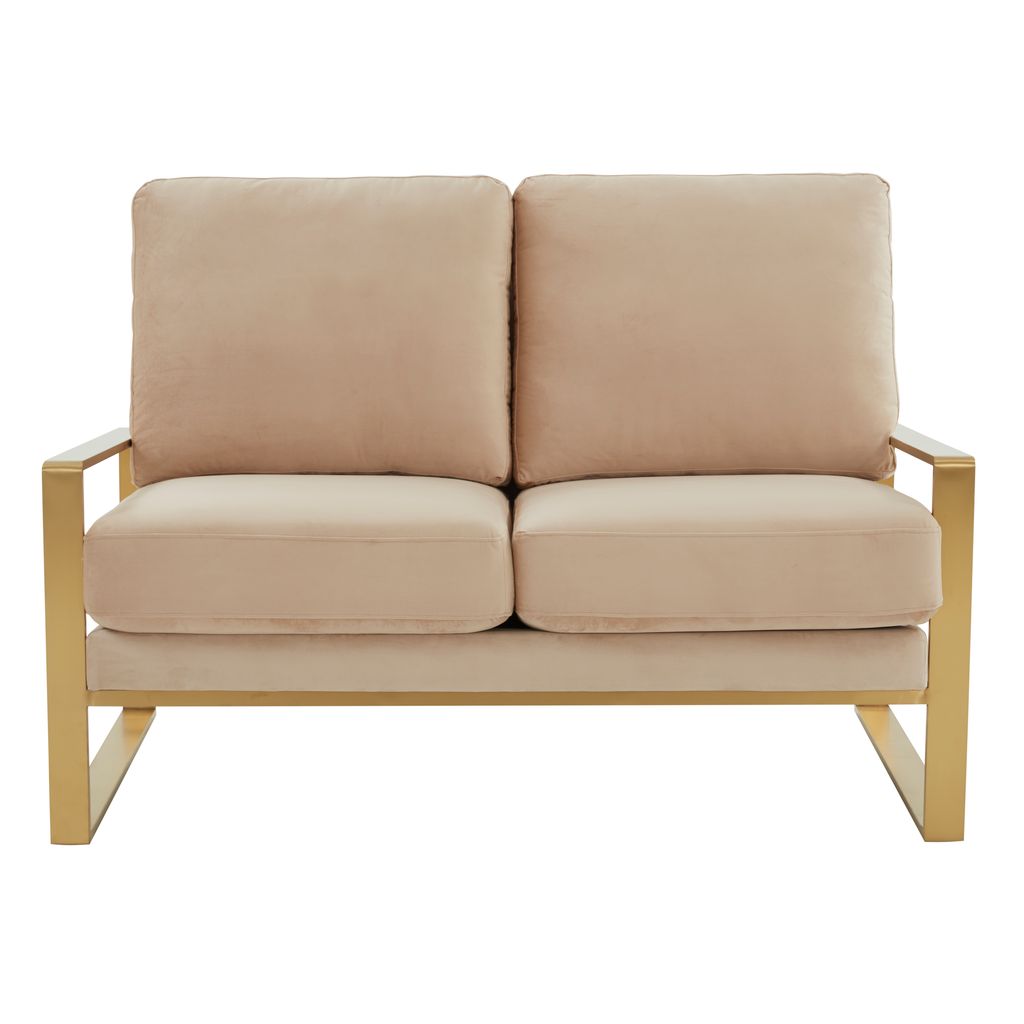 Emil Velvet Loveseat - Gold Frame