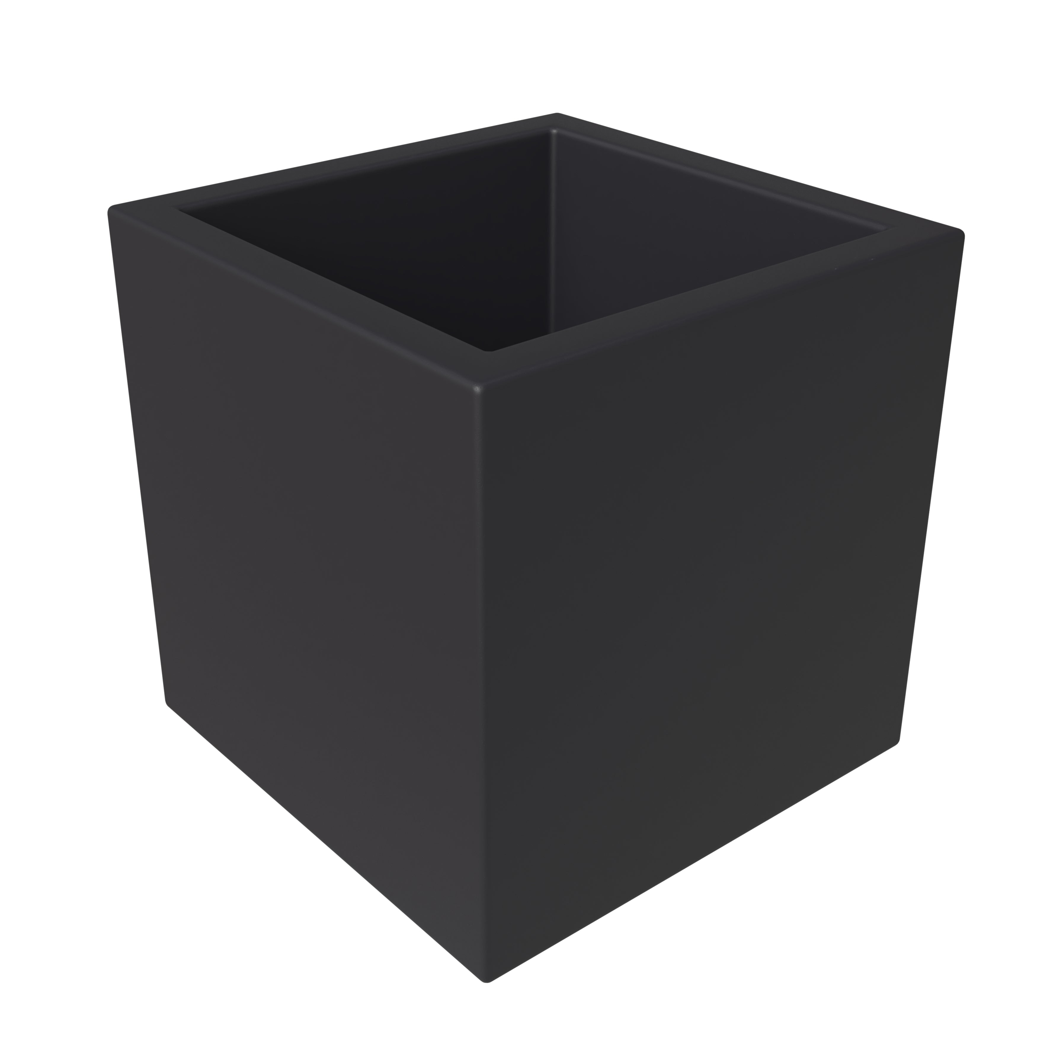 Fern Series Poly Stone Planter 23.6" Cube in Black