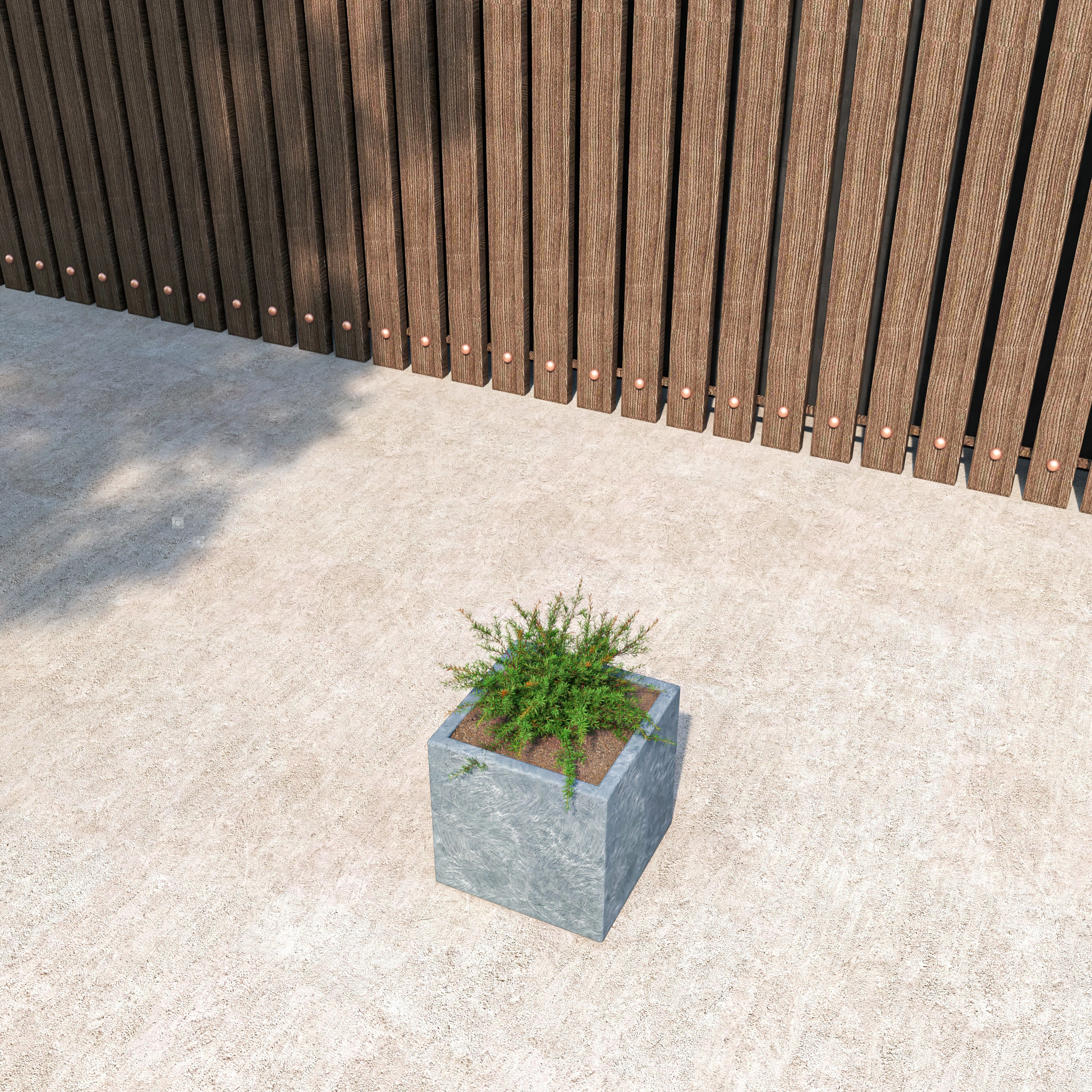 Fern Series Poly Stone Planter 9" Cube in Black