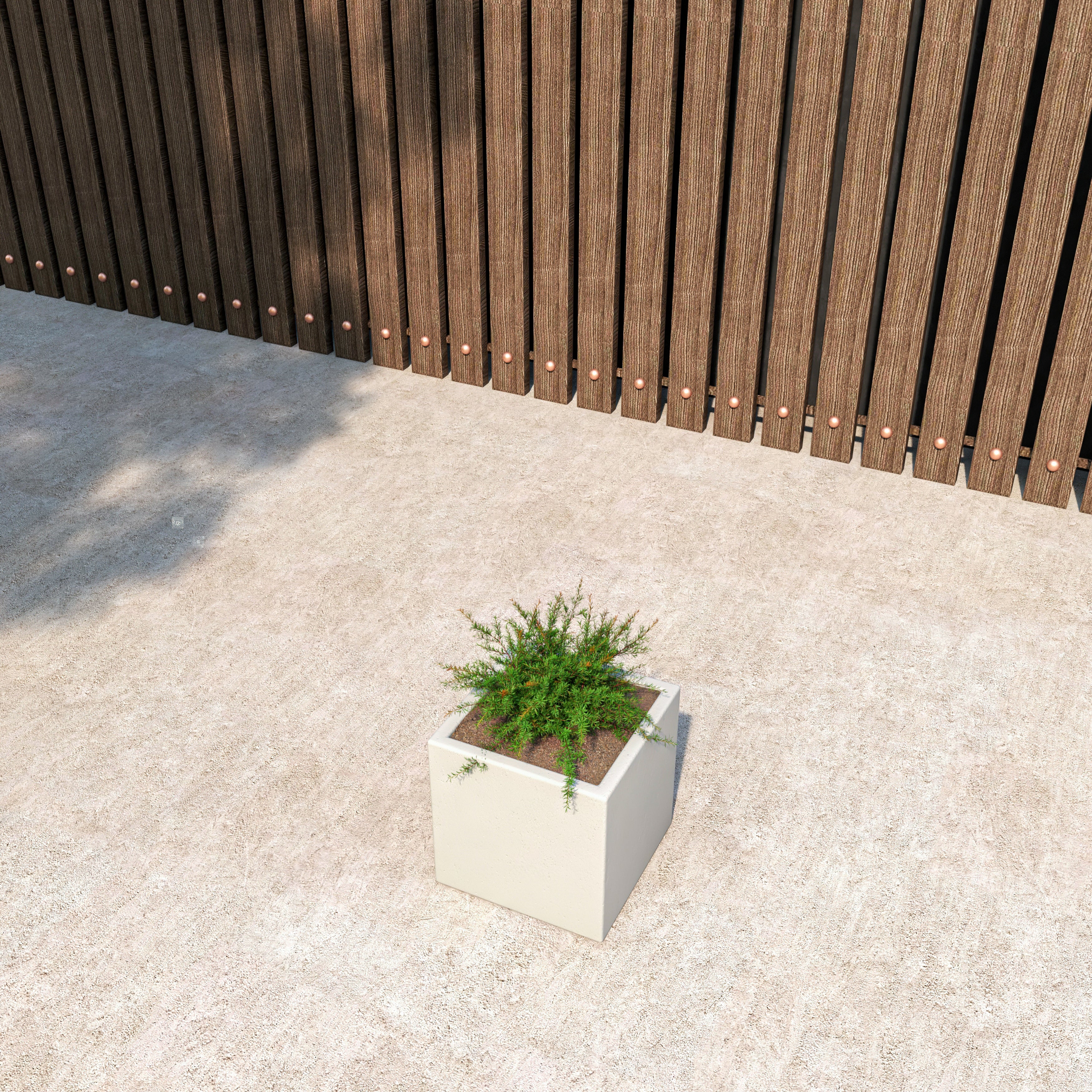 Fern Series Poly Stone Planter 9" Cube in Black