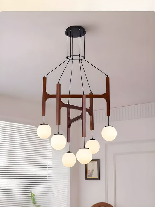 Classic Minimalist Wooden Pendant Chandelier Light
