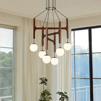 Classic Minimalist Wooden Pendant Chandelier Light