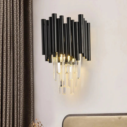 Finn Black Modern Crystal Wall Light