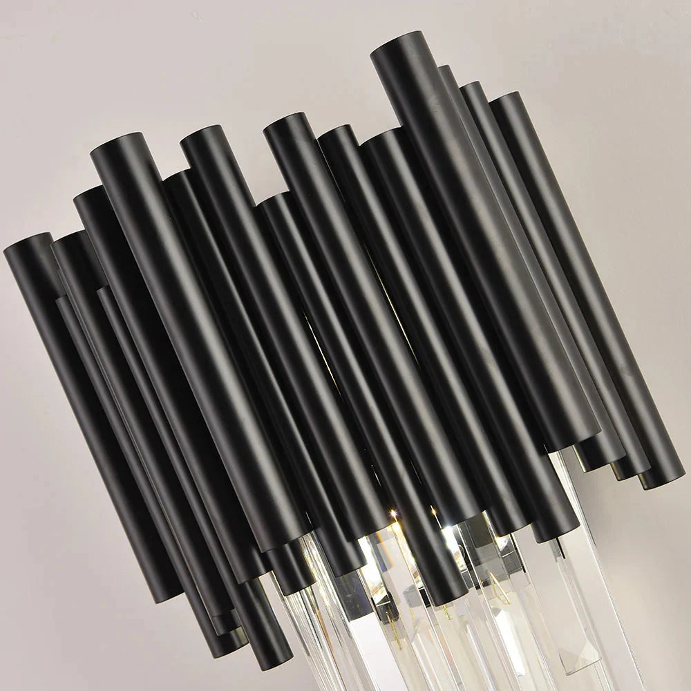 Finn Black Modern Crystal Wall Light