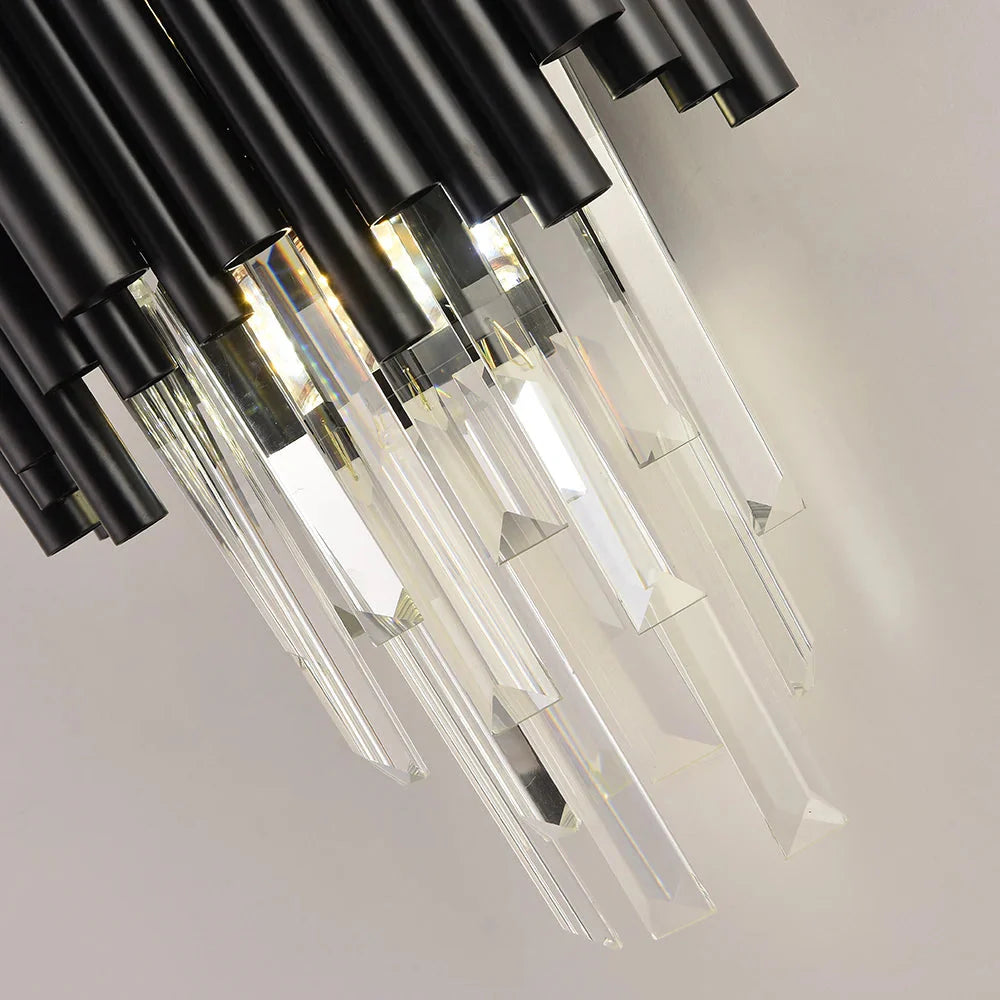 Finn Black Modern Crystal Wall Light
