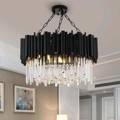 Finn Modern Black Crystal Chandelier for Living Room