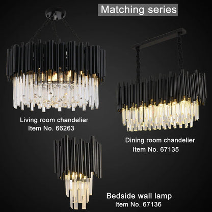 Finn Modern Black Crystal Chandelier for Living Room