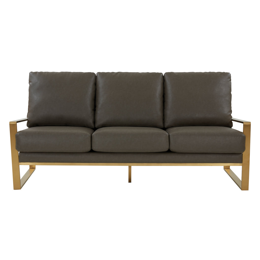 Emil Leather Sofa - Gold Frame