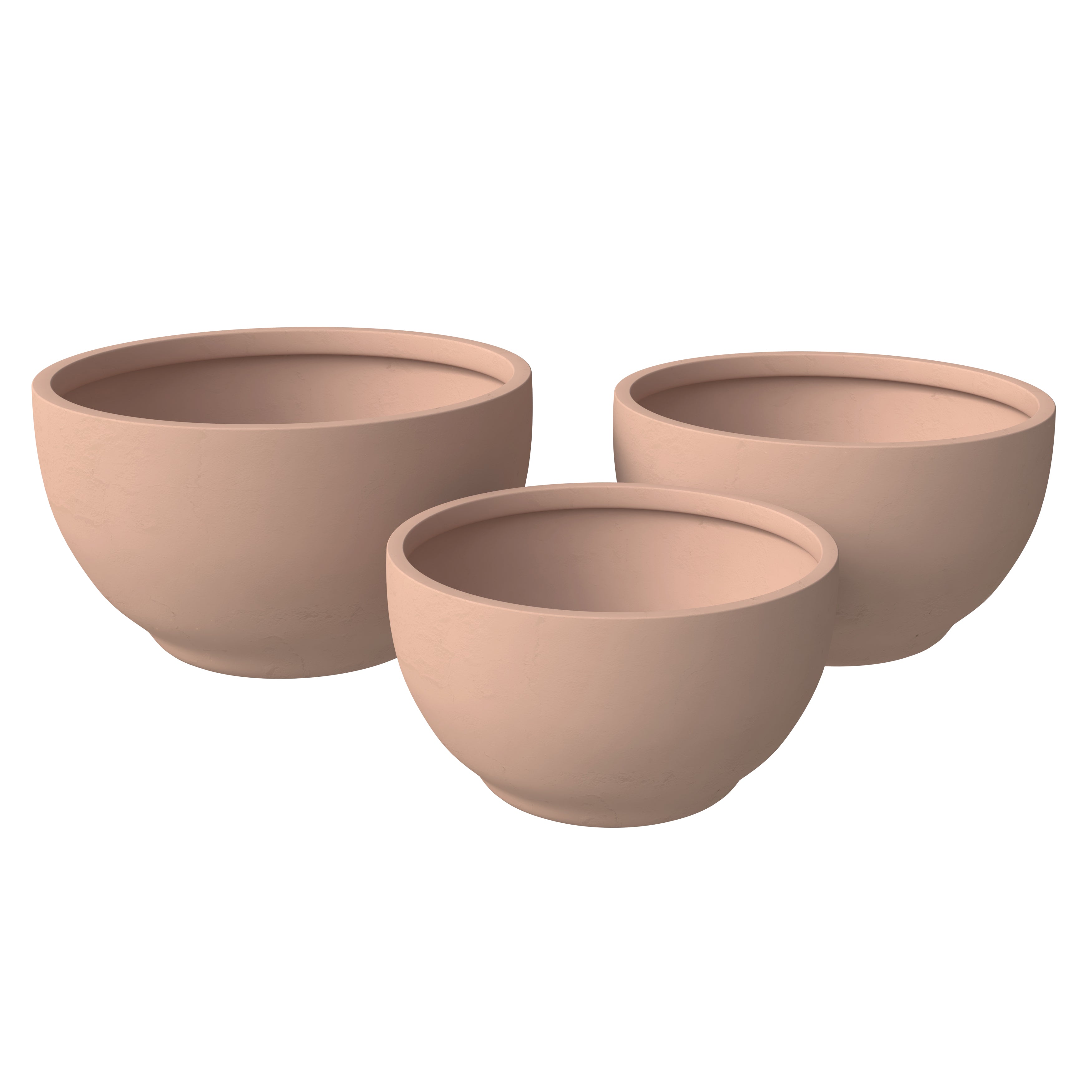 Grove Series Poly Stone Planter Set in Aged Concrete