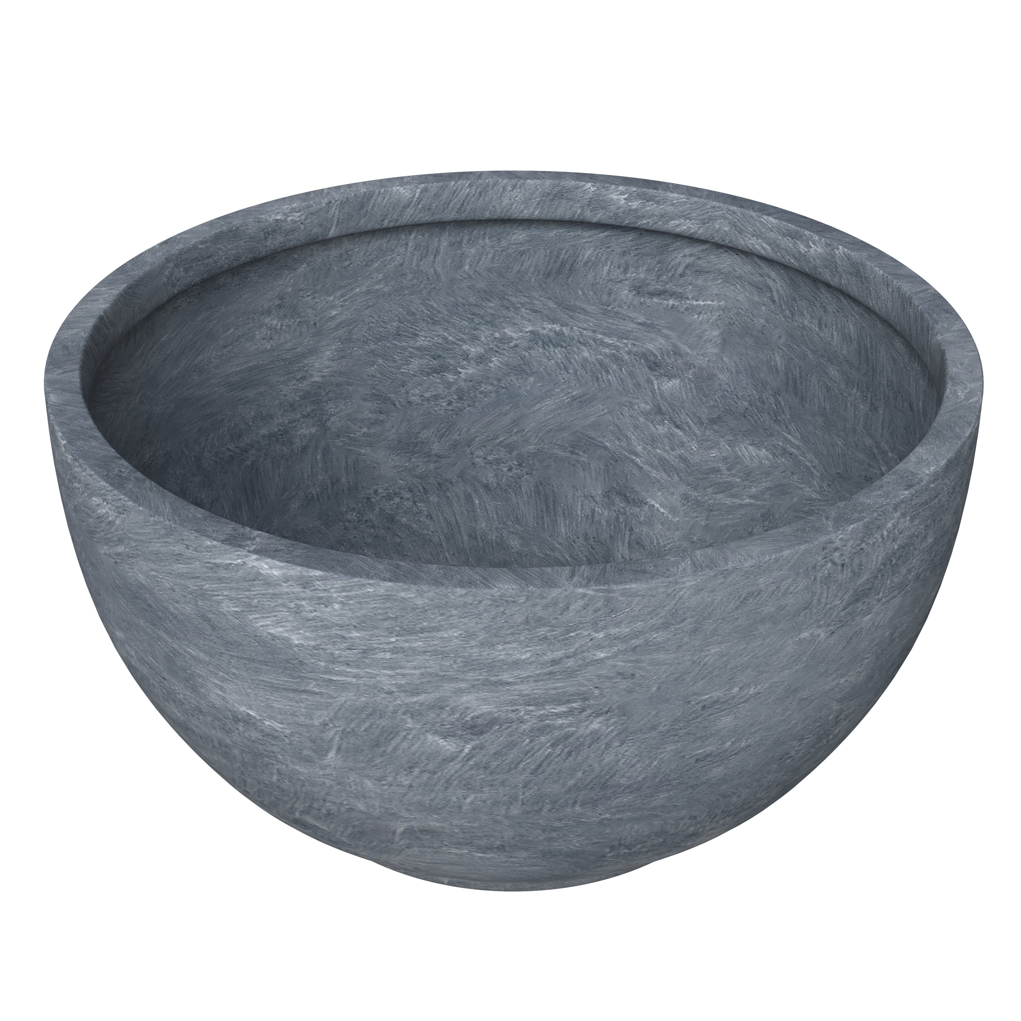 Grove Series Hemisphere Poly Clay Planter in Aged Concrete 10.6 Dia, 5.9 High