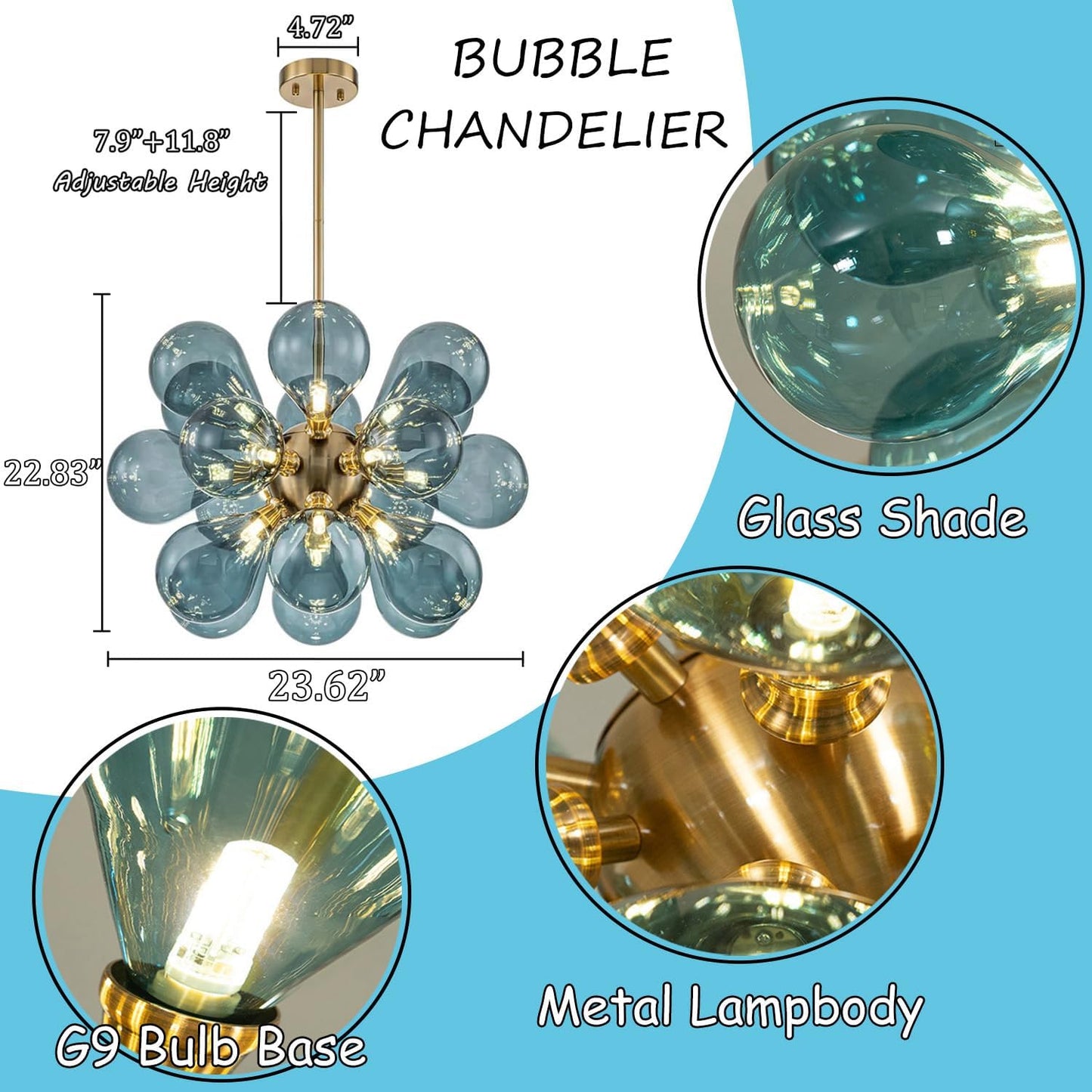 Glass Bubble Ceiling Light Pink & Blue & White