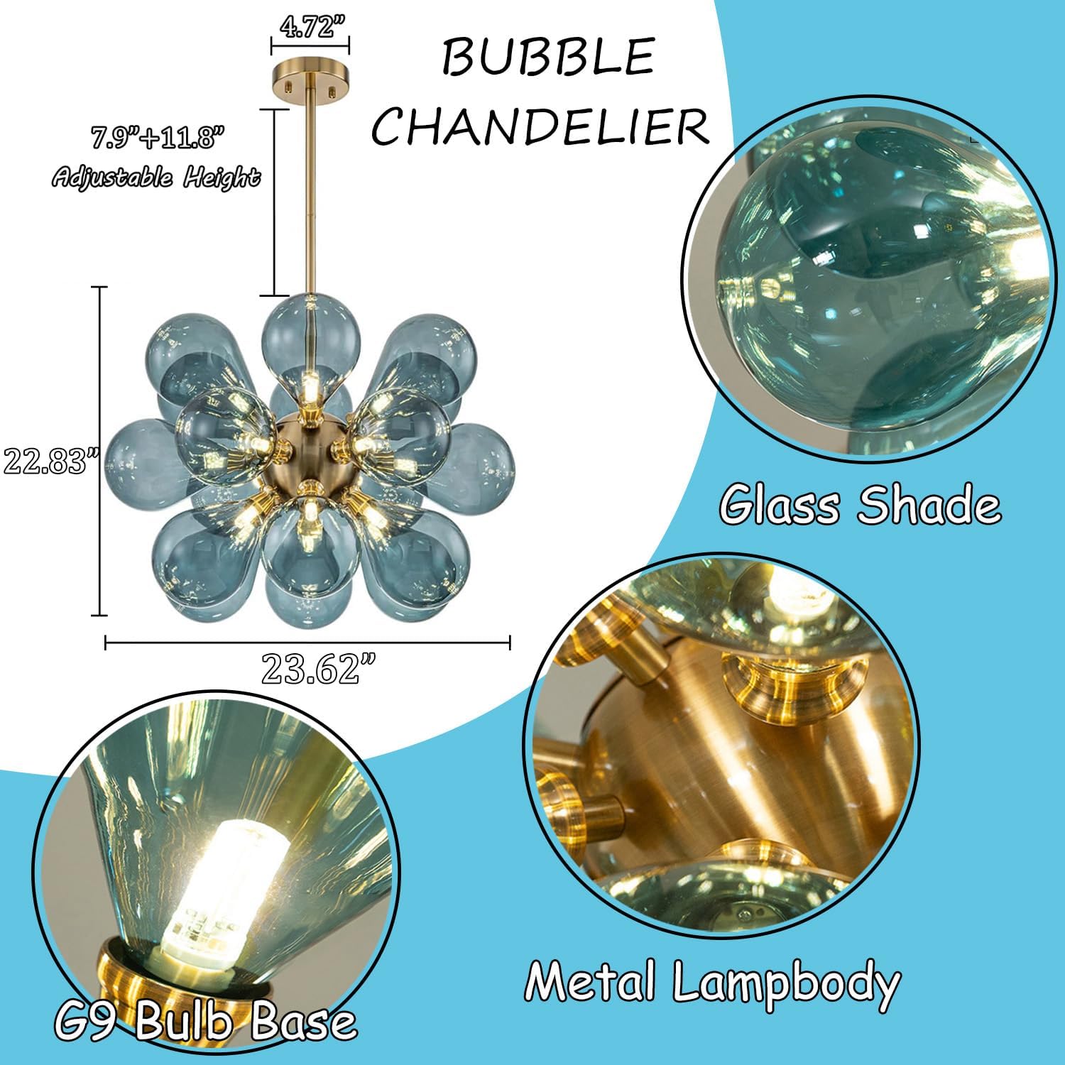 Glass Bubble Ceiling Light Pink & Blue & White