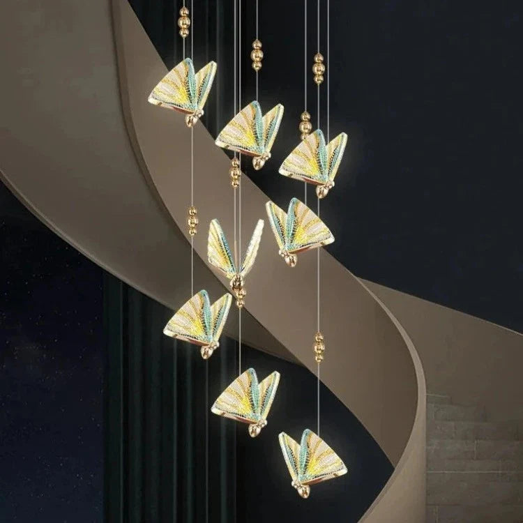 Gold Butterfly Led Chandelier for Staircase&Foyer&Living Room