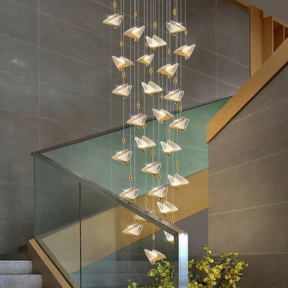 Gold Butterfly Led Chandelier for Staircase&Foyer&Living Room