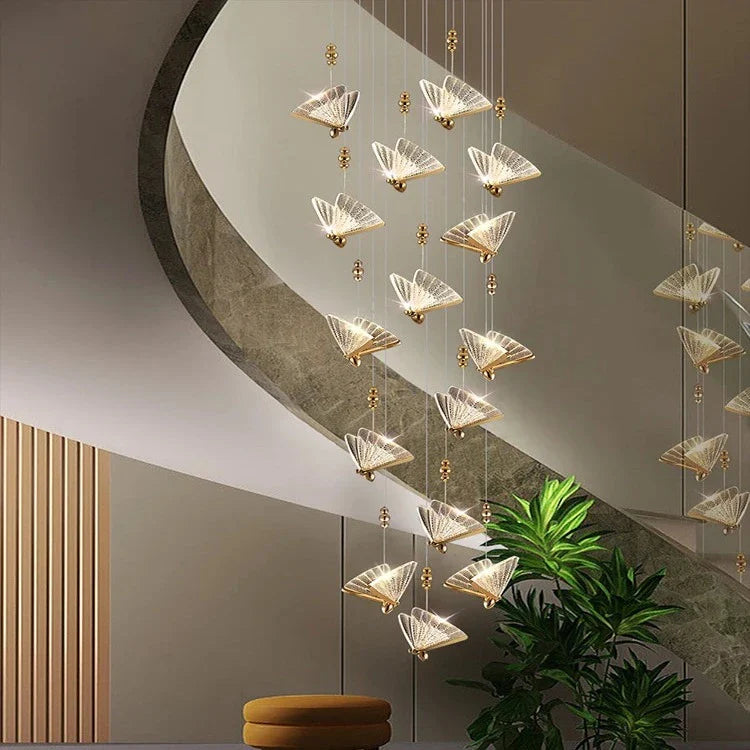 Gold Butterfly Led Chandelier for Staircase&Foyer&Living Room