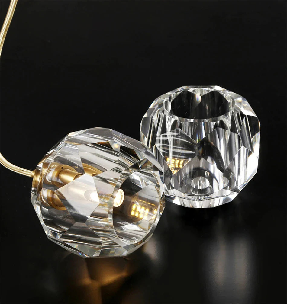 Gold Crystal Ball Chandelier for High Ceiling & Staircase