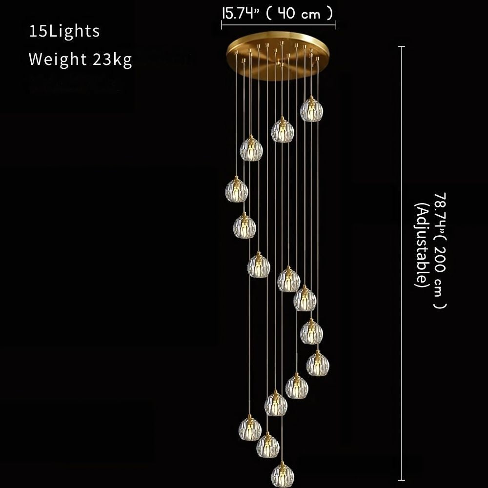 Gold Crystal Ball Chandelier for High Ceiling & Staircase