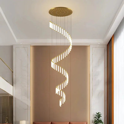 Black/Gold Long Hanging Led Chandelier for Stairwell