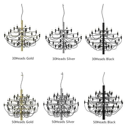 Gino Sarfatti Style Led Pendant Chandelier Black/Silver/Gold