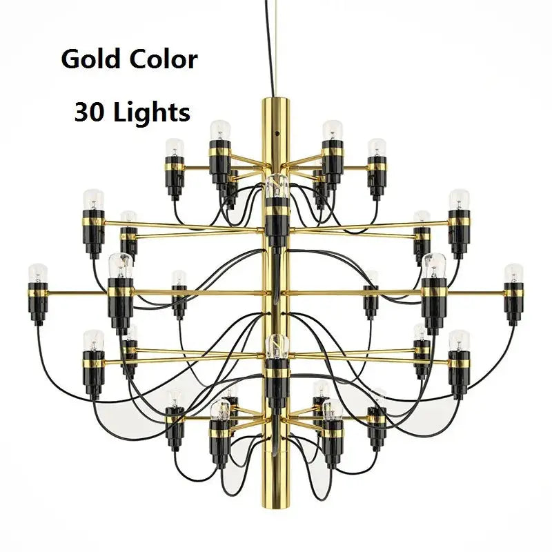 Gino Sarfatti Style Led Pendant Chandelier Black/Silver/Gold