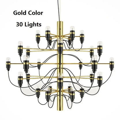 Gino Sarfatti Style Led Pendant Chandelier Black/Silver/Gold