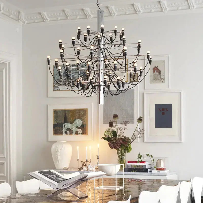 Gino Sarfatti Style Led Pendant Chandelier Black/Silver/Gold