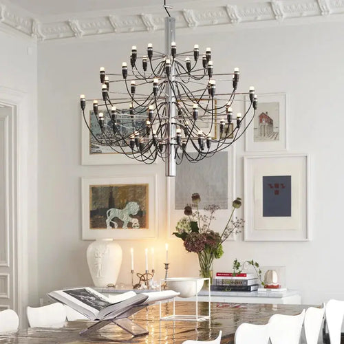 Gino Sarfatti Style Led Pendant Chandelier Black/Silver/Gold