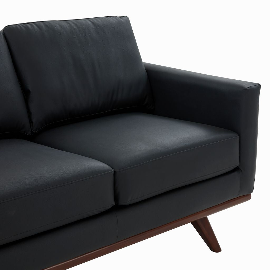 Edvin Leather Sofa - Birch Wood Base