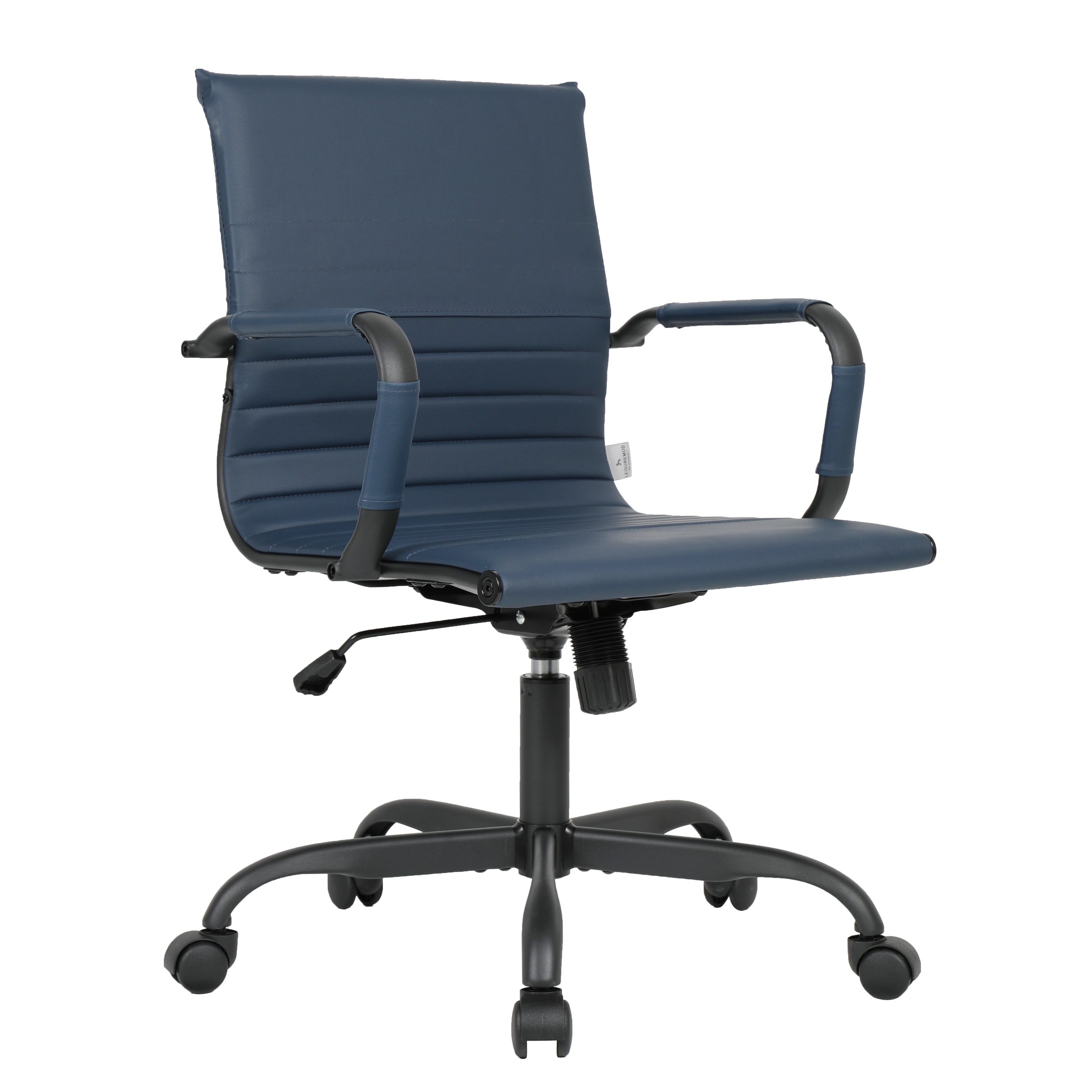 Harris Leather Office Chair in Blue With Black Frame