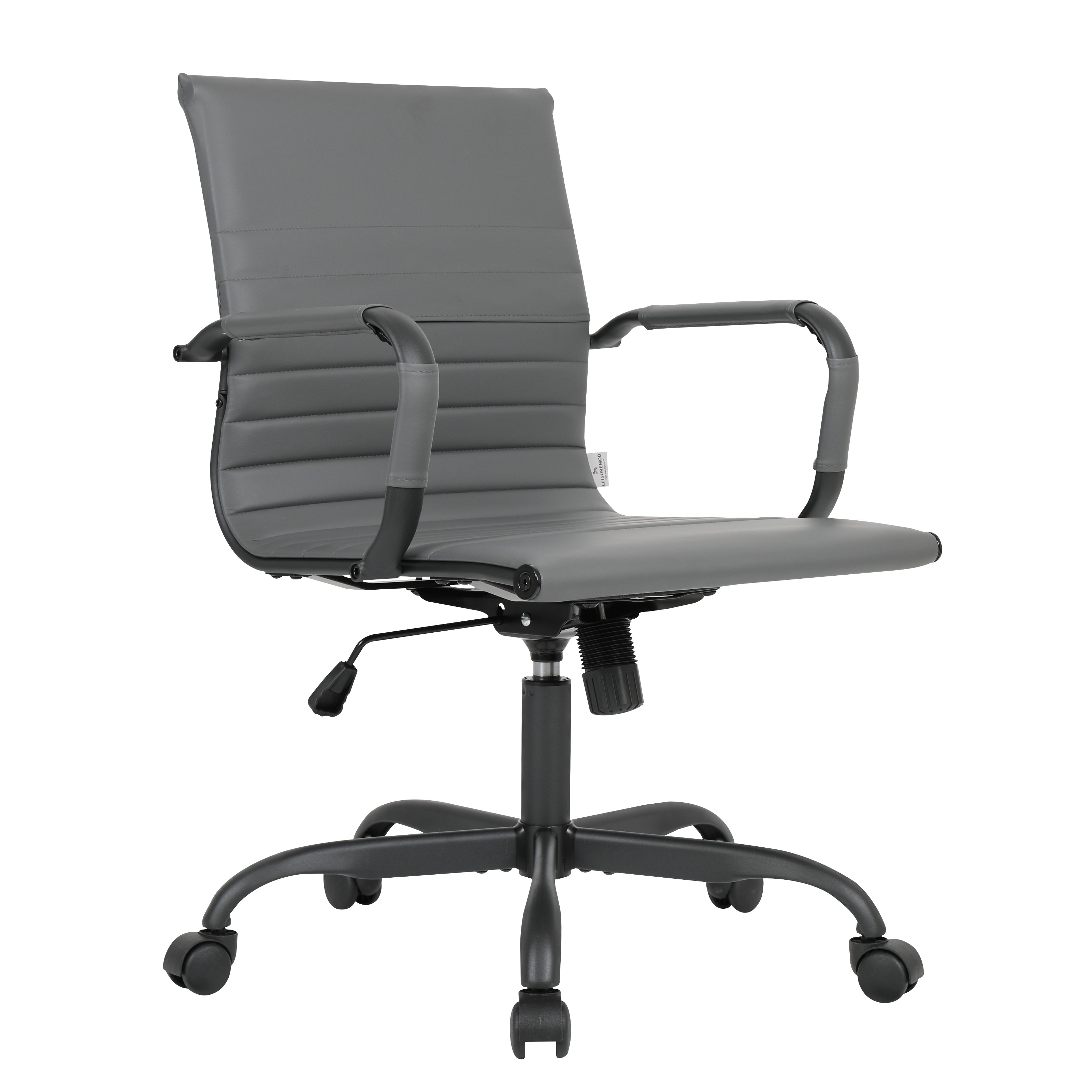 Harris Leather Home Office Chair in Grey With Black Frame