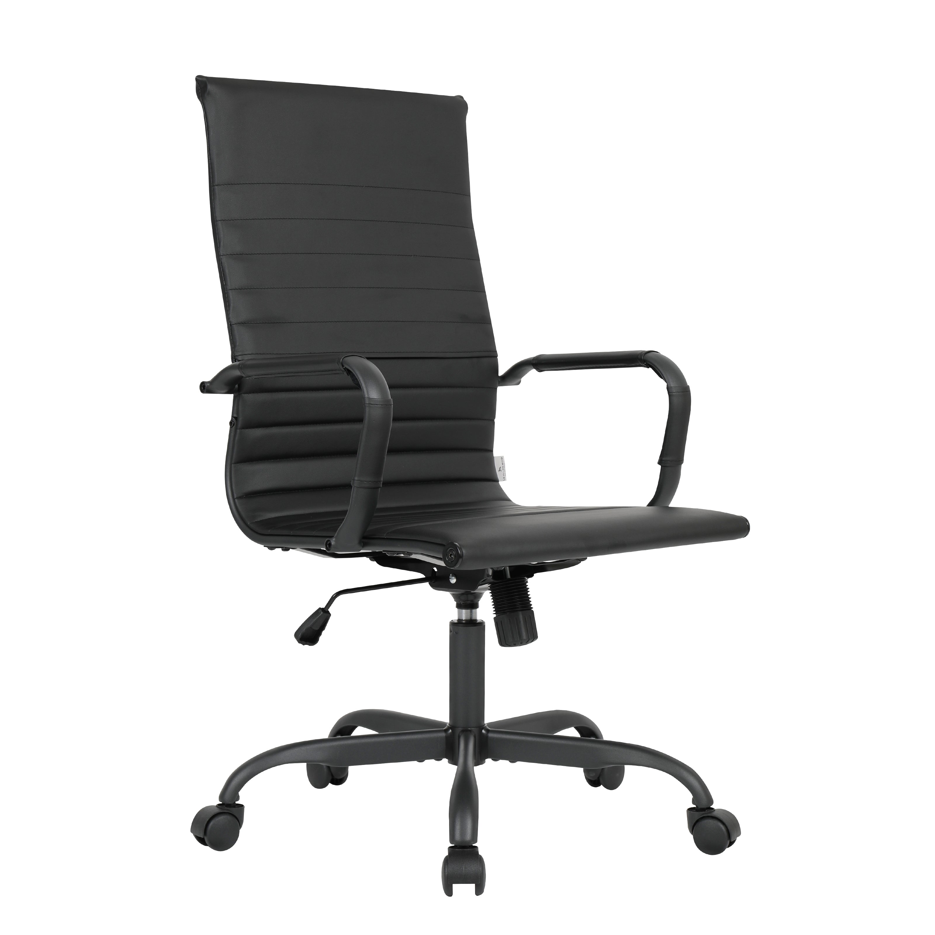 Harris Leather Home High-Back Office Chair in Black