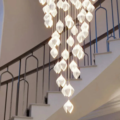 Ceramic Magnolia Staircase Chandelier 6/9/18/36 Lights