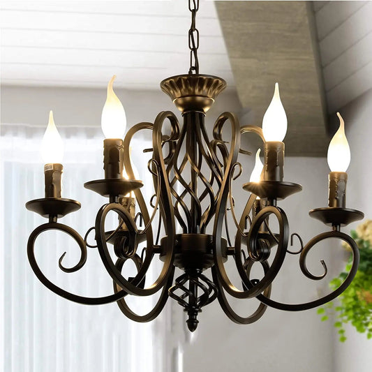 Hazel Black Rustic Outdoor Chandelier - Indoor Chandelier