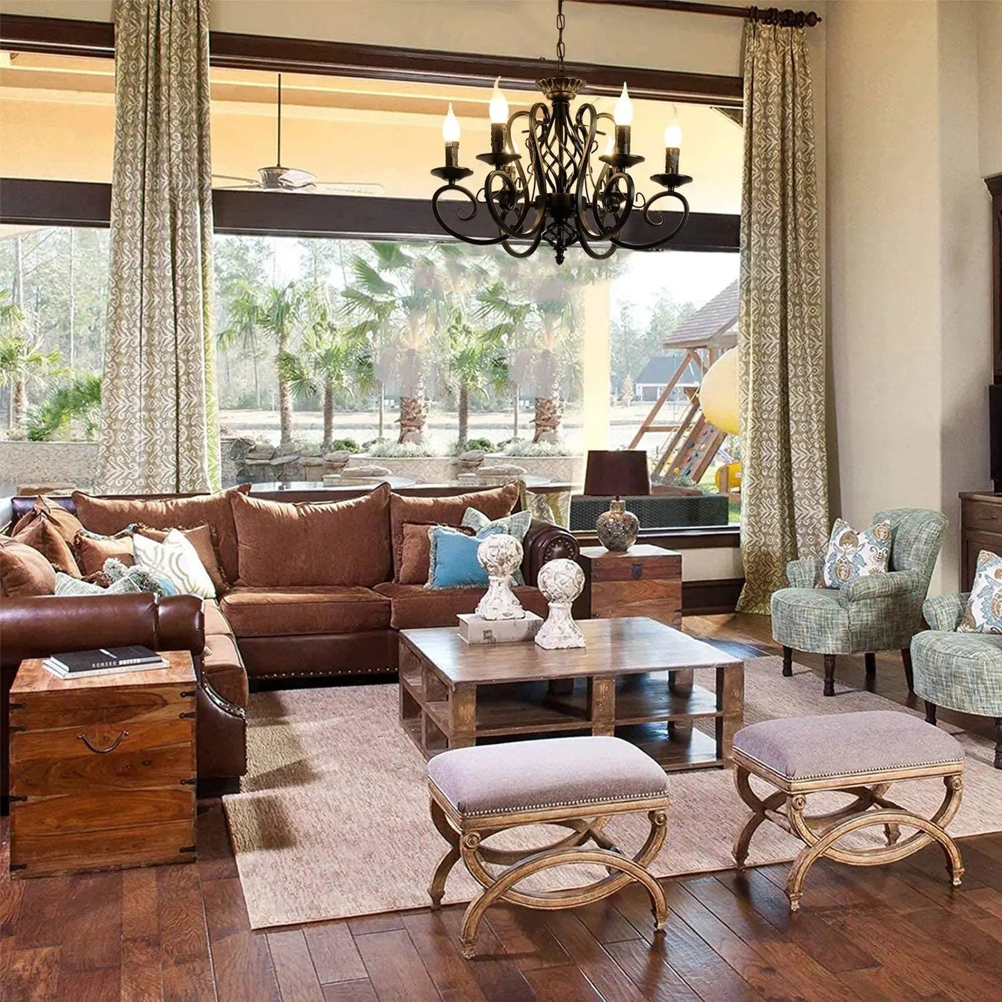 Hazel Black Rustic Outdoor Chandelier - Indoor Chandelier