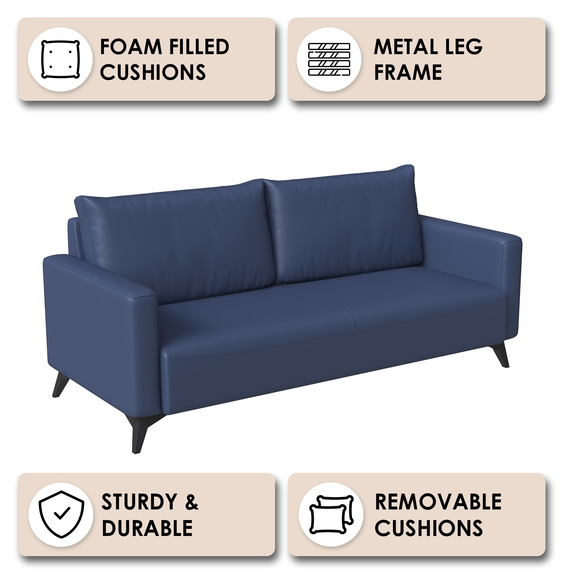 Inno Collection Three Seater Sofa In Dark Blue