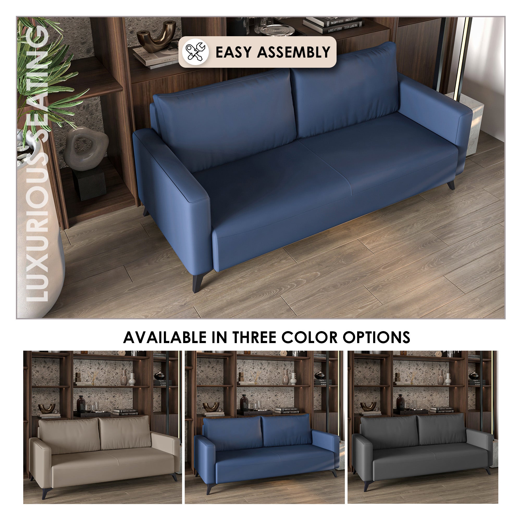 Inno Collection Three Seater Sofa In Dark Blue