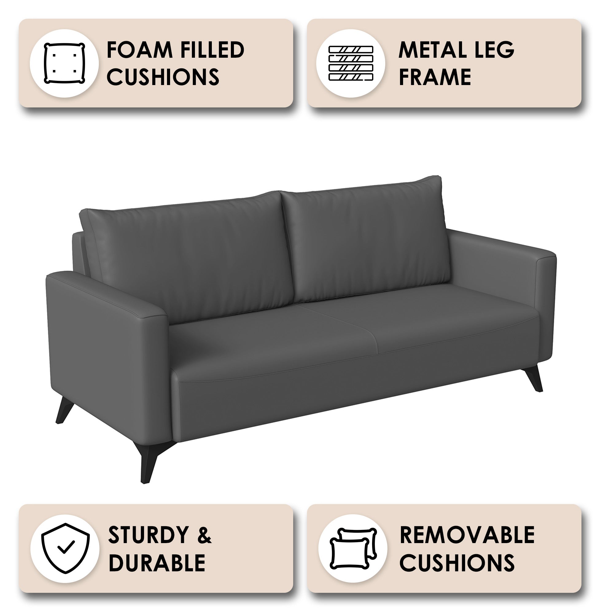 Inno Collection Three Seater Sofa In Grey