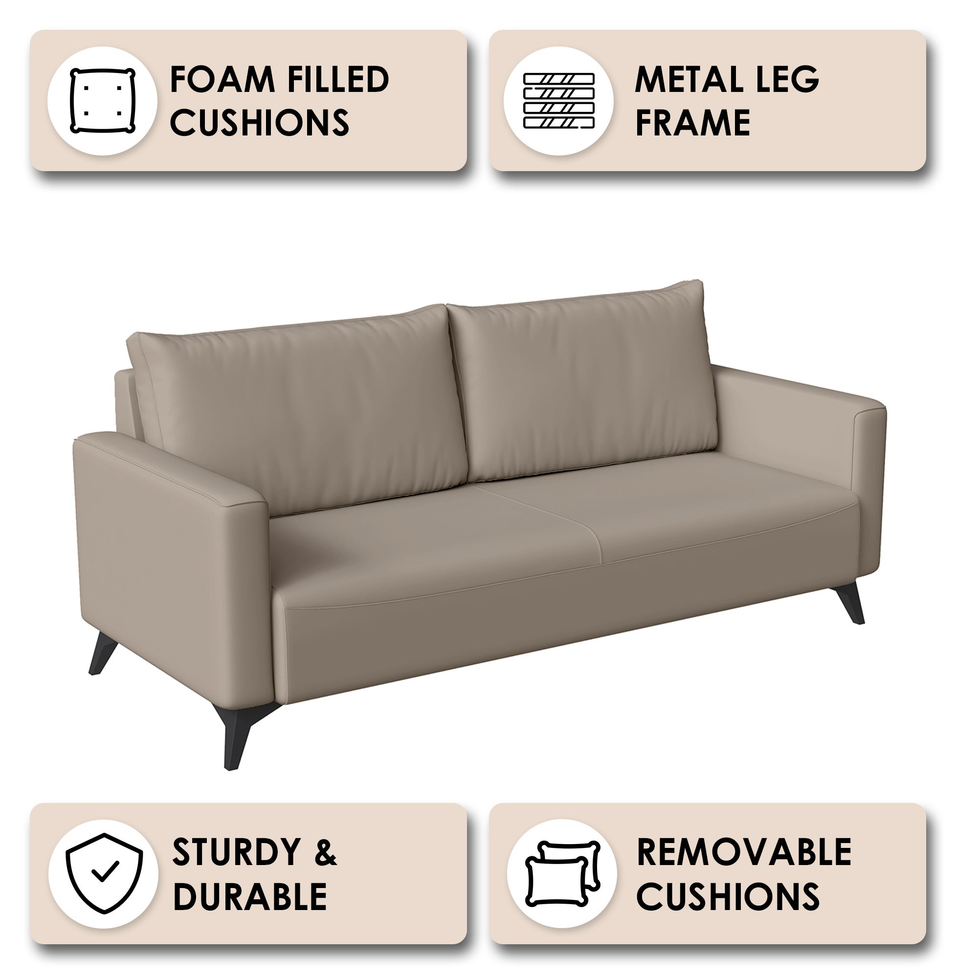 Inno Collection Three Seater Sofa In Taupe