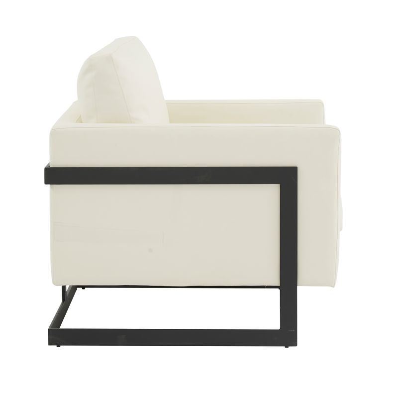 Elton Leather Accent Armchair - Black Frame