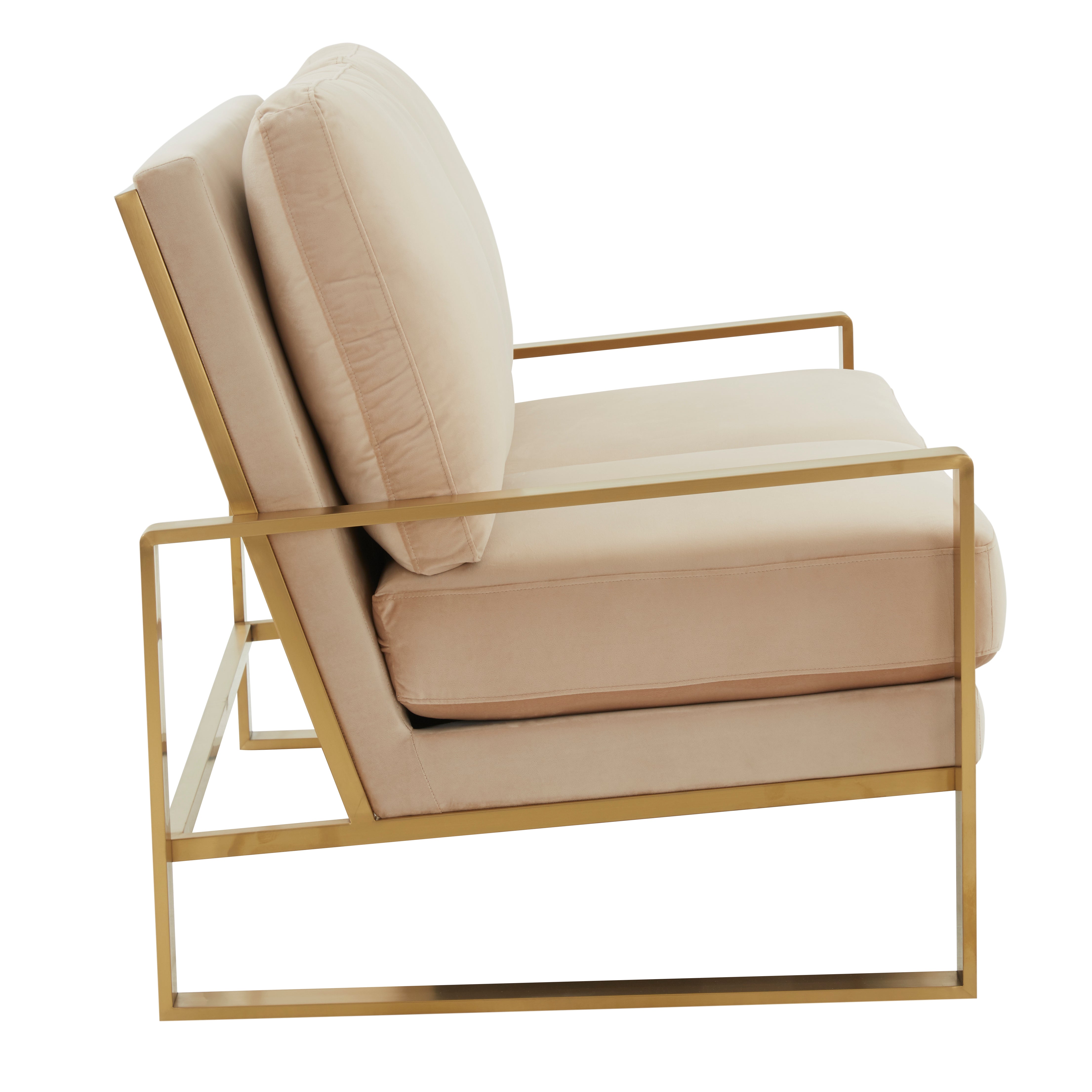 Emil Velvet Loveseat - Gold Frame