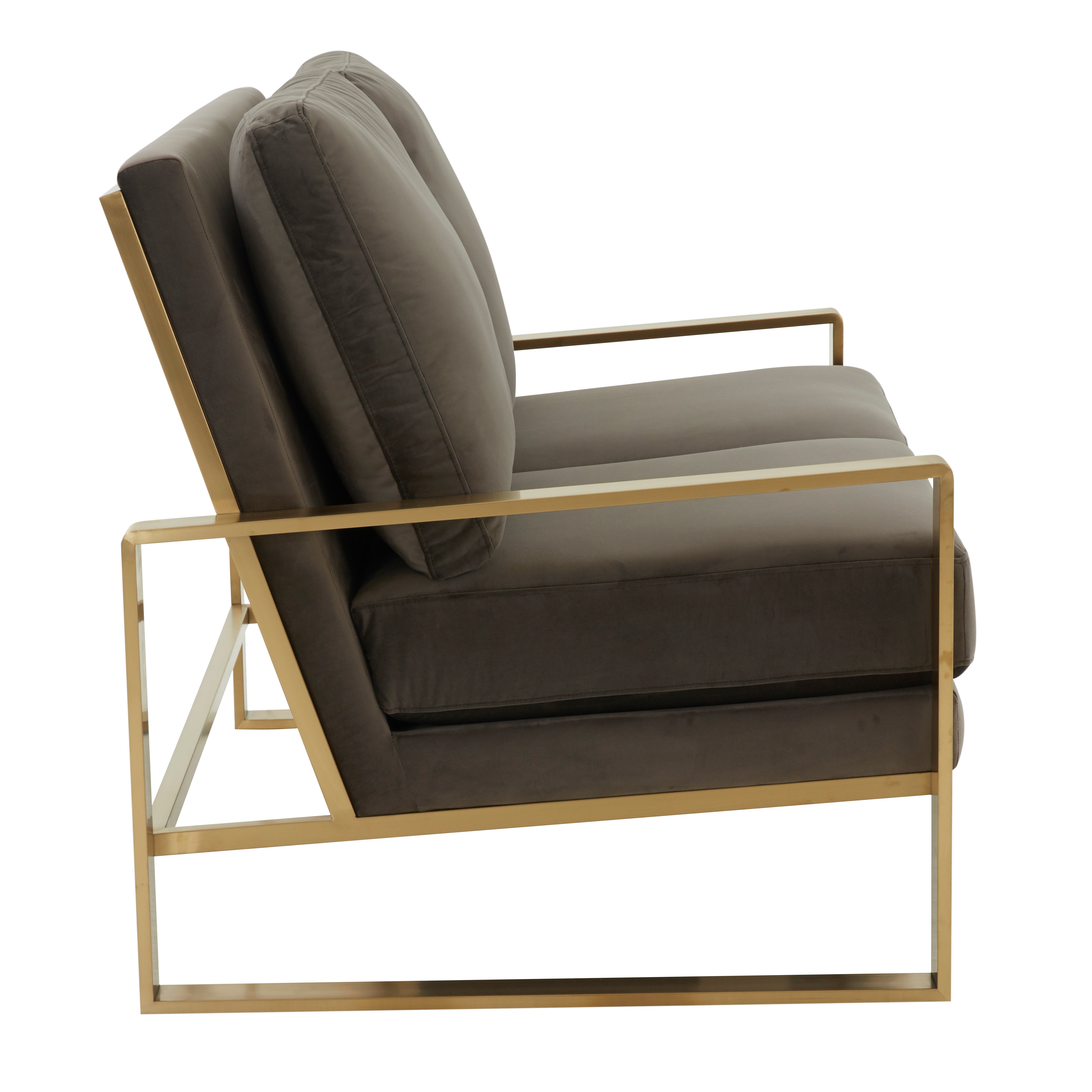 Emil Velvet Loveseat - Gold Frame