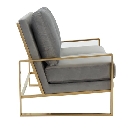 Emil Velvet Loveseat - Gold Frame