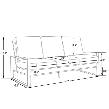 Emil Velvet Sofa - Silver Frame