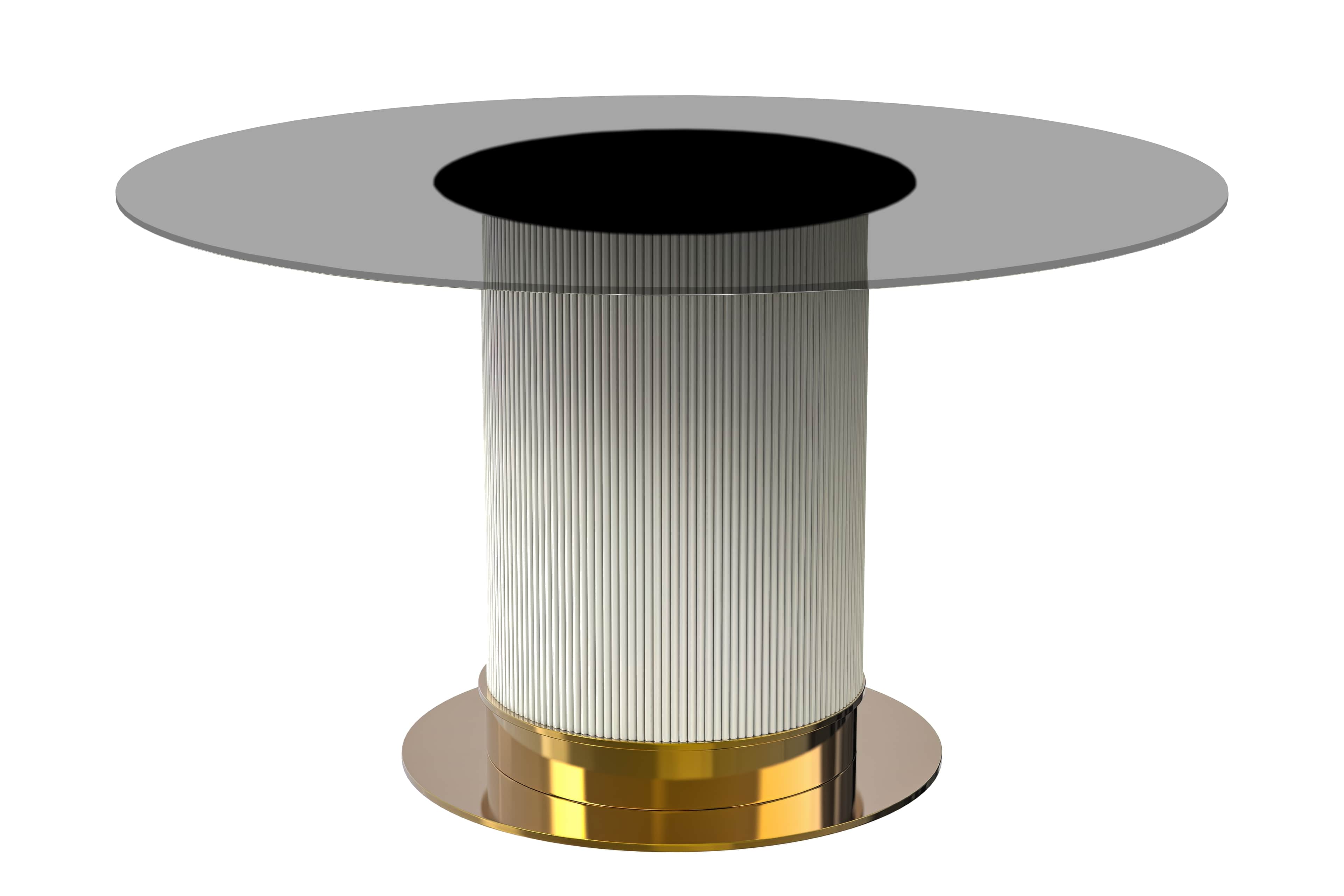 Jexis Series Round Dining Ta...Gold Base with 71" Round Clear Glass Top