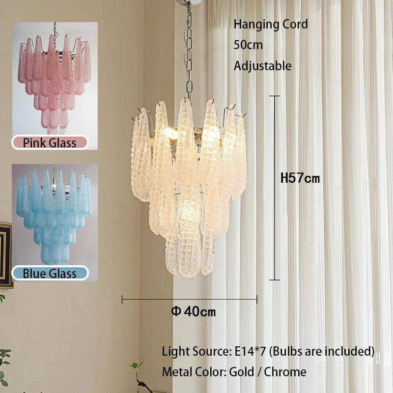 Jia Vintage Glass Water Drop Staircase Chandelier