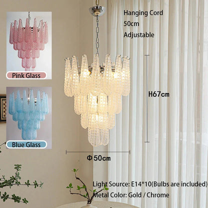 Jia Vintage Glass Water Drop Staircase Chandelier