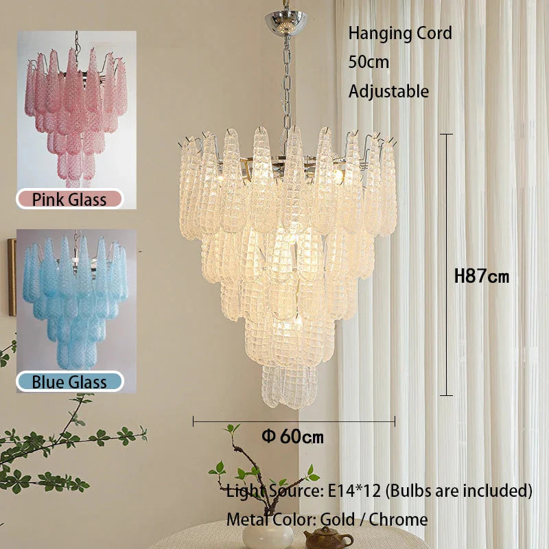 Jia Vintage Glass Water Drop Staircase Chandelier