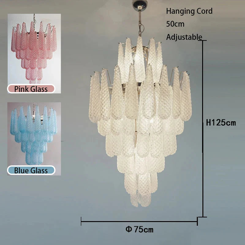 Jia Vintage Glass Water Drop Staircase Chandelier